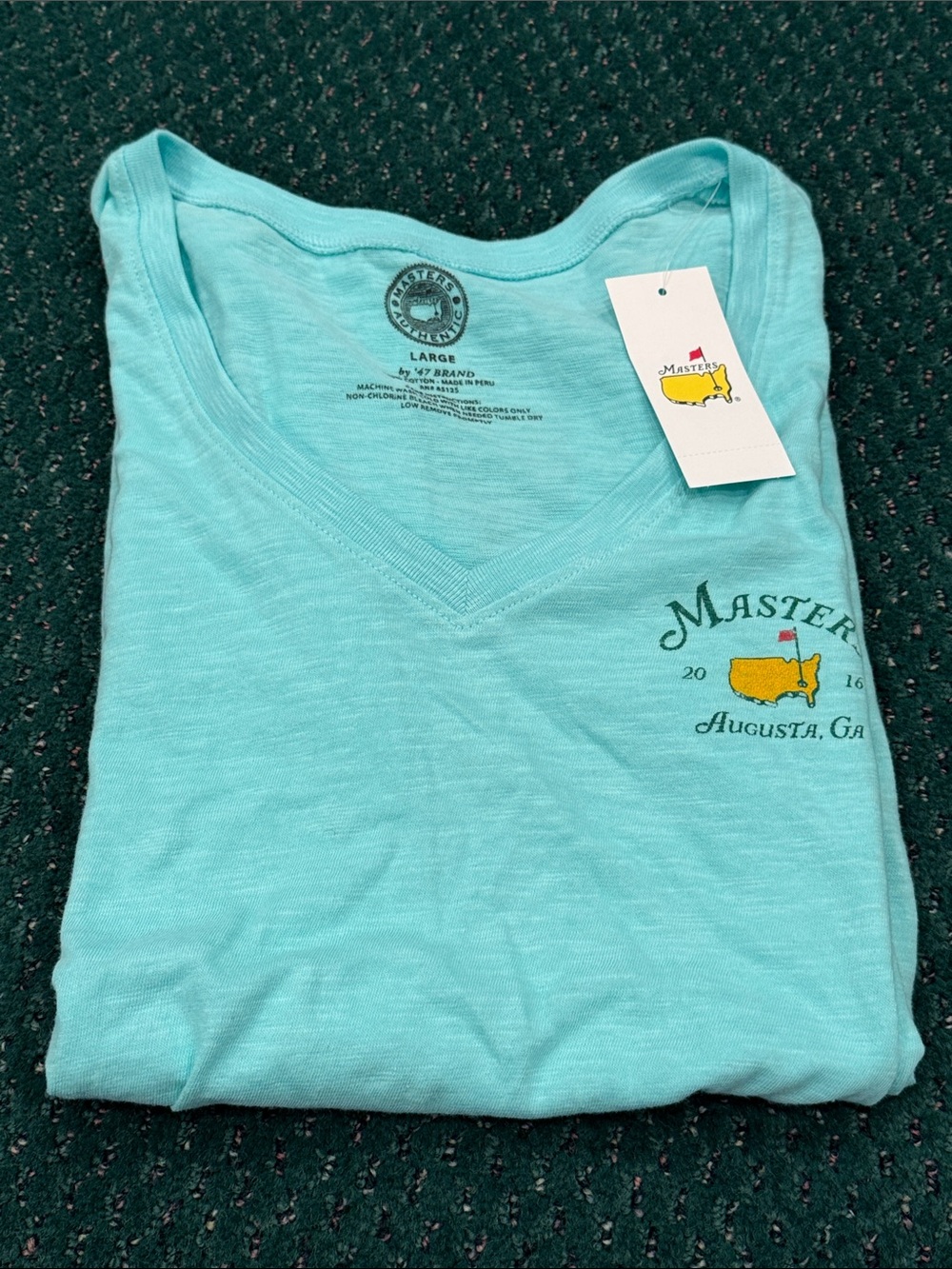 NWT 2016 Masters Augusta Mint V-Neck T-Shirt